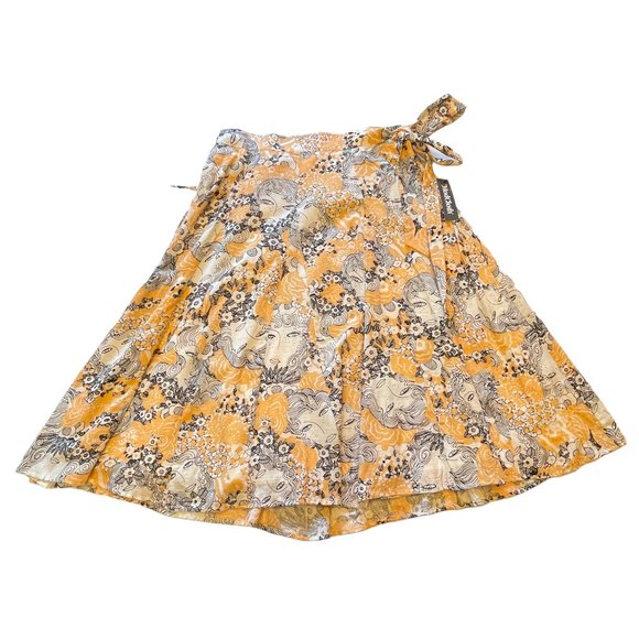 Modcloth Peeking at Perfection A-Line Skirt Cotton Floral Peach Orange NWT - Picture 2 of 11